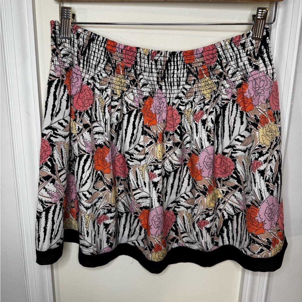 Zara Multicolor Floral Zebra Mini Skirt